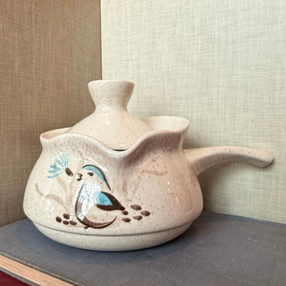 Red Wing Bob White Sauce Pot • Mid‑Century • 9”